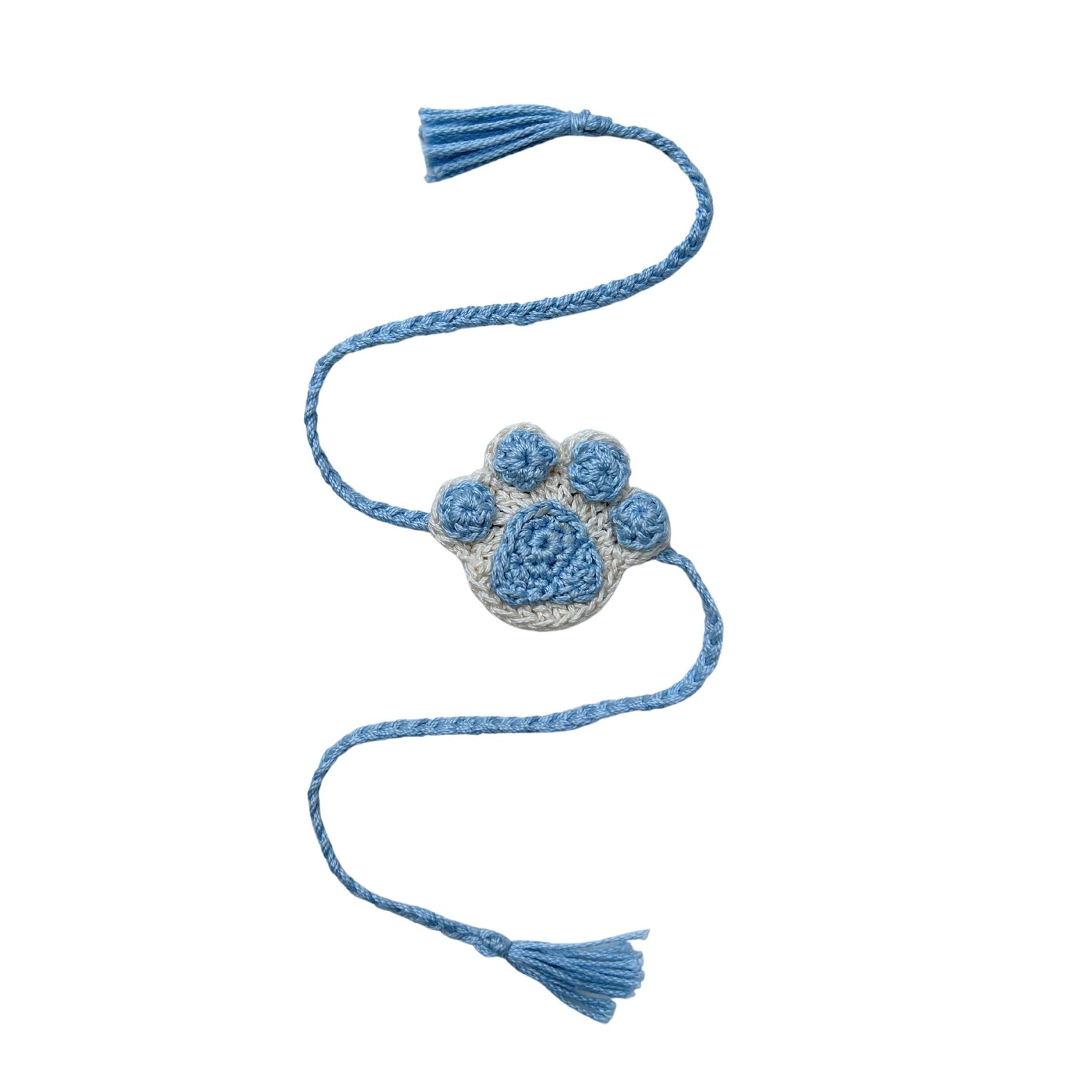 SKY BLUE CROCHET PAW RAKHI FOR DOGS AND CATS