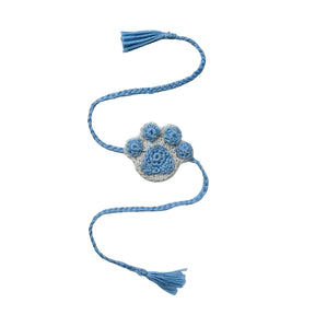 SKY BLUE CROCHET PAW RAKHI FOR DOGS AND CATS