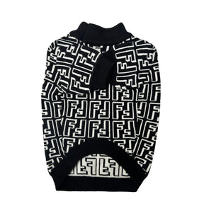BLACK WHITE FENCHI DOG SWEATER