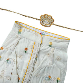 YELLOW LACE FLORAL KURTA + PAW-SOME RAKHI FOR DOGS AND CATS
