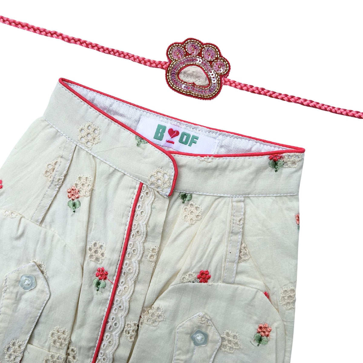 PINK LACE FLORAL KURTA + PAW-SOME RAKHI FOR DOGS AND CATS