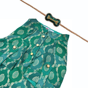 GREEN TWO TONE KURTA + BONE RAKHI FOR DOGS AND CATS