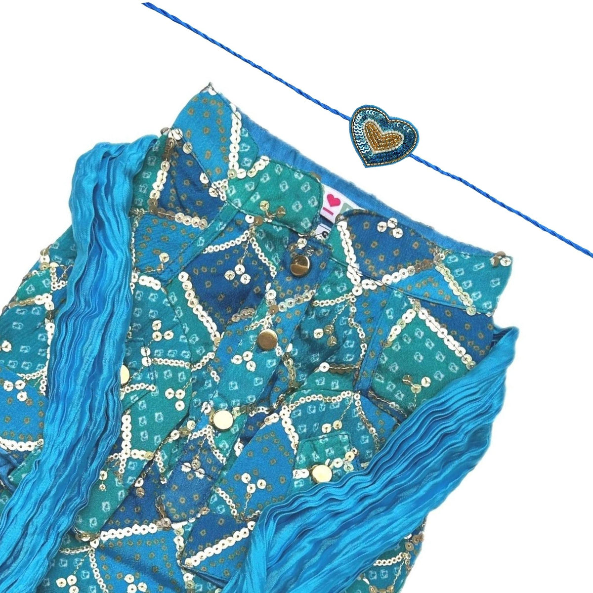 BLUE DIAMOND KURTA + HEART RAKHI FOR DOGS AND CATS