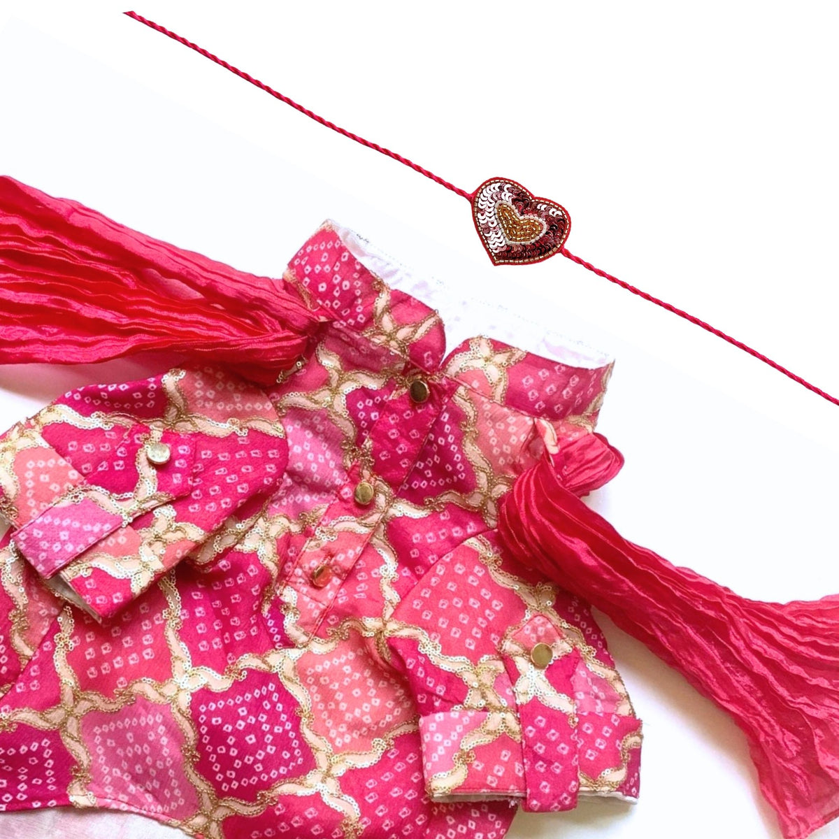 SHADES OF PINK KURTA + HEART RAKHI FOR DOGS AND CATS
