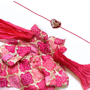SHADES OF PINK KURTA + HEART RAKHI FOR DOGS AND CATS