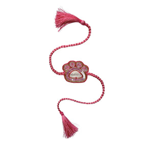 PINK MIRROR DROP DOG KURTA+PINK PAW-SOME RAKHI FOR DOGS AND CATS
