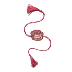 FUCHSIA LEAF ANARKALI + PINK PAW-SOME RAKHI FOR DOGS AND CATS