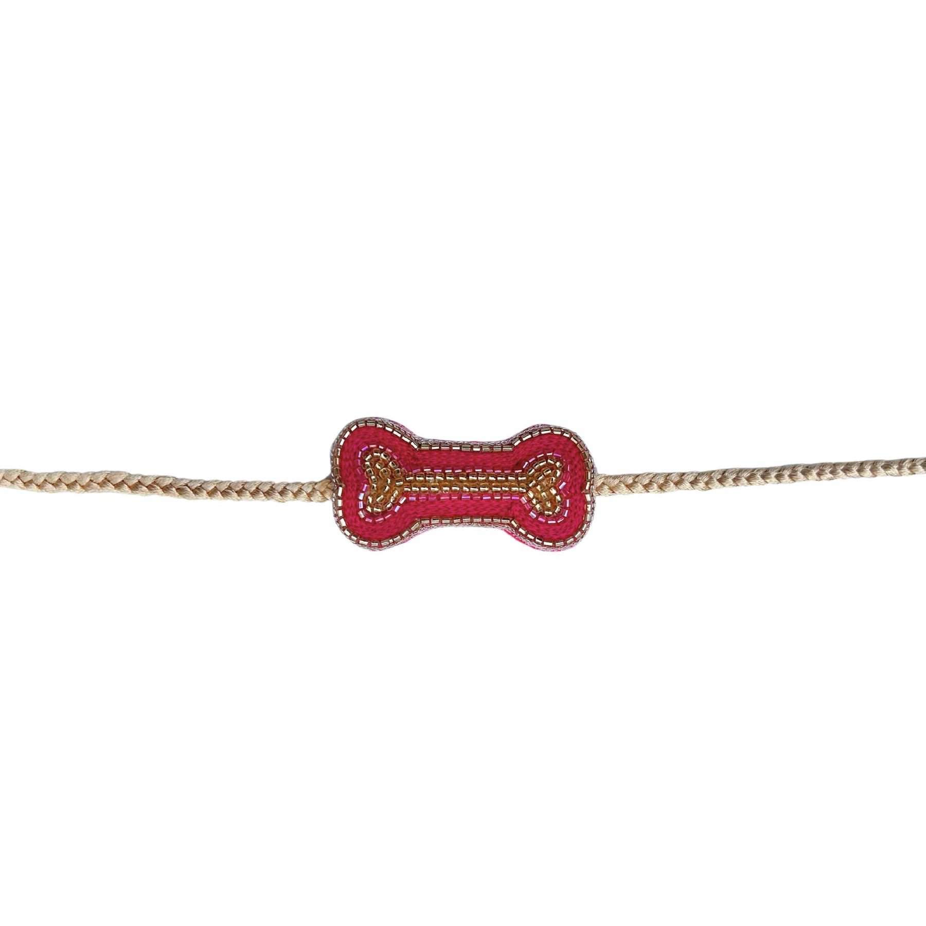 PINK BUTTI DRESS + PINK GOLD BONE RAKHI FOR DOGS AND CATS