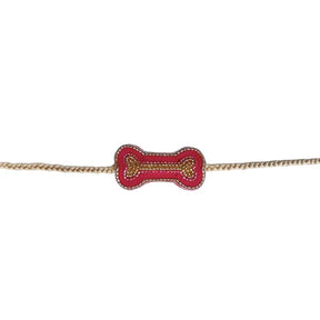 RUBY PINK MUKAISH WORK DOG KURTA+PINK GOLD BONE RAKHI FOR DOGS AND CATS