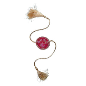 PATOLA PINK KURTA + PINK PAW RAKHI FOR DOGS AND CATS