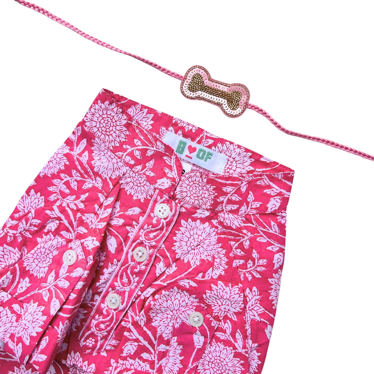 PINK BAIL KURTA + BONE RAKHI FOR DOGS AND CATS