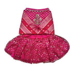 HOT PINK GENDA PHOOL HAND EMBROIDERED LEHENGA FOR DOGS AND CATS