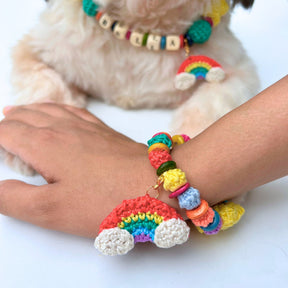 CROCHET RAINBOW BRACELET + NECKLACE FOR DOGS AND CATS