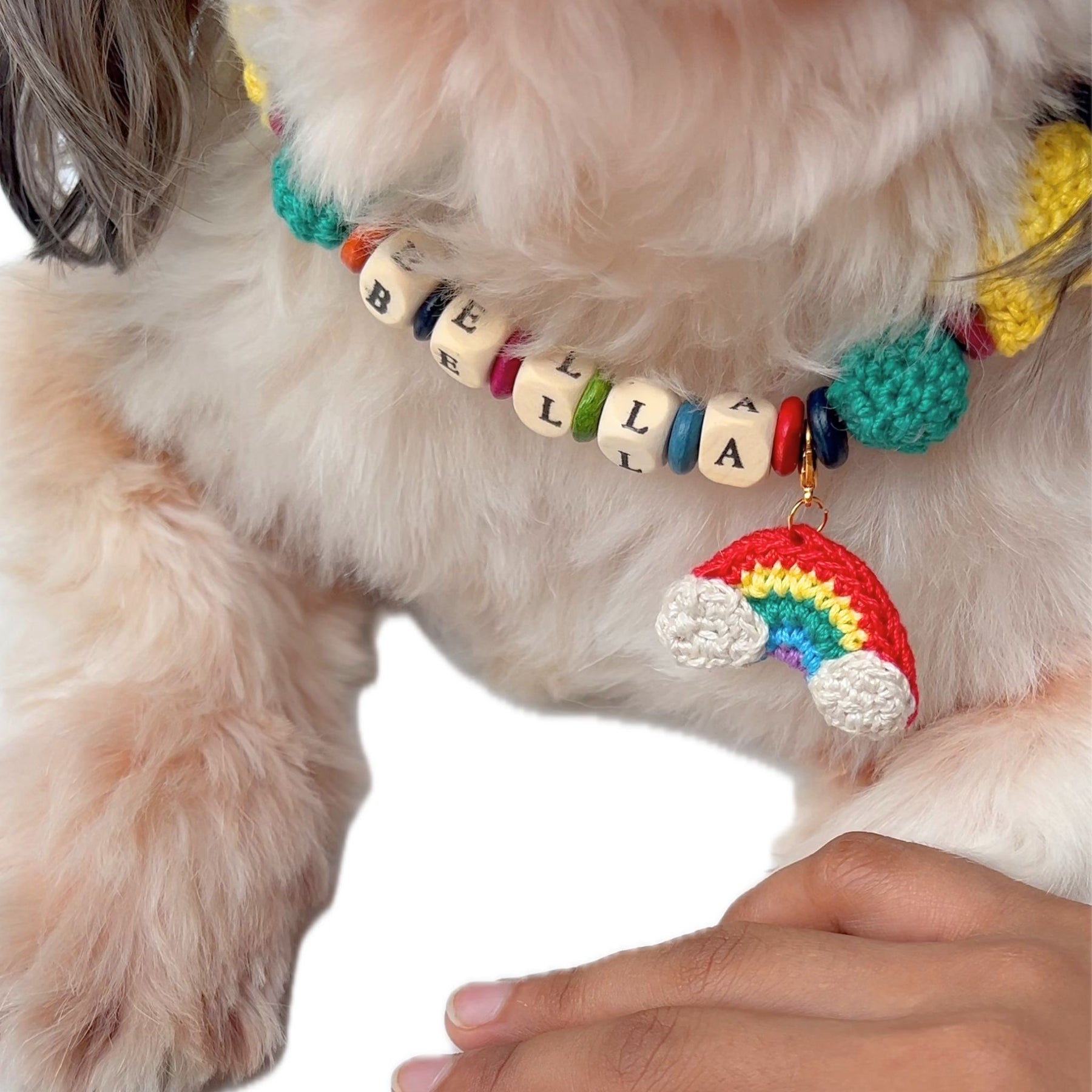 CROCHET RAINBOW BRACELET + NECKLACE FOR DOGS AND CATS