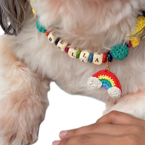 CROCHET RAINBOW BRACELET + NECKLACE FOR DOGS AND CATS