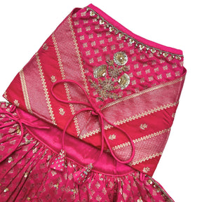 HOT PINK GENDA PHOOL HAND EMBROIDERED LEHENGA FOR DOGS AND CATS