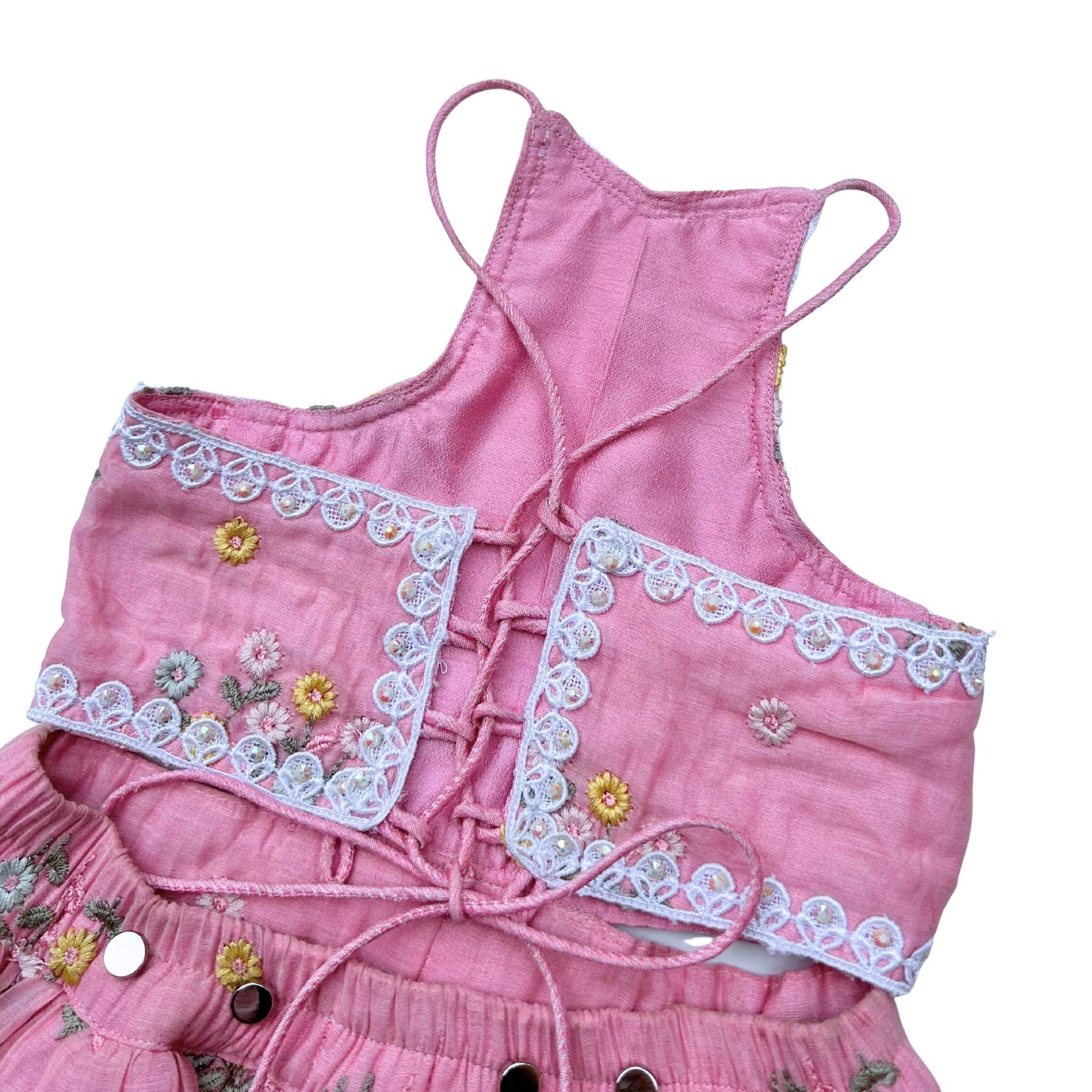 PINK FLOWER EMBROIDERED LEHENGA FOR DOGS AND CATS
