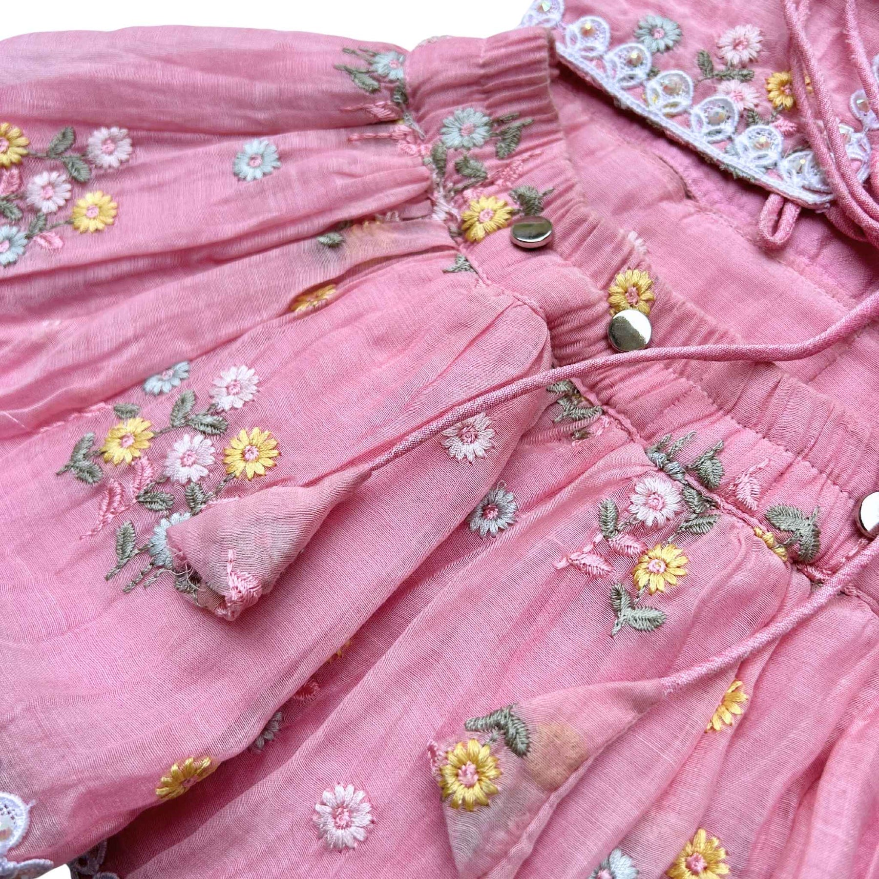 PINK FLOWER EMBROIDERED LEHENGA FOR DOGS AND CATS