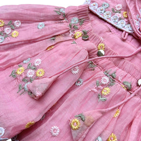 PINK FLOWER EMBROIDERED LEHENGA FOR DOGS AND CATS