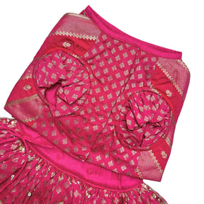 HOT PINK GENDA PHOOL HAND EMBROIDERED LEHENGA FOR DOGS AND CATS