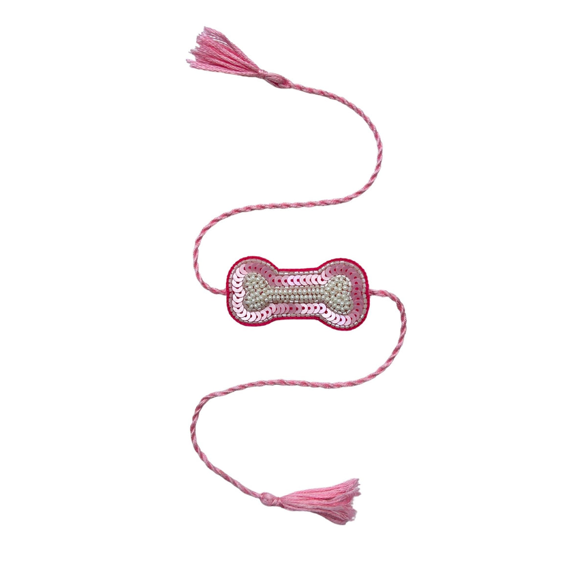 PINK FLOWER EMBROIDERED LEHENGA + LIGHT PINK PEARL RAKHI FOR DOGS AND CATS
