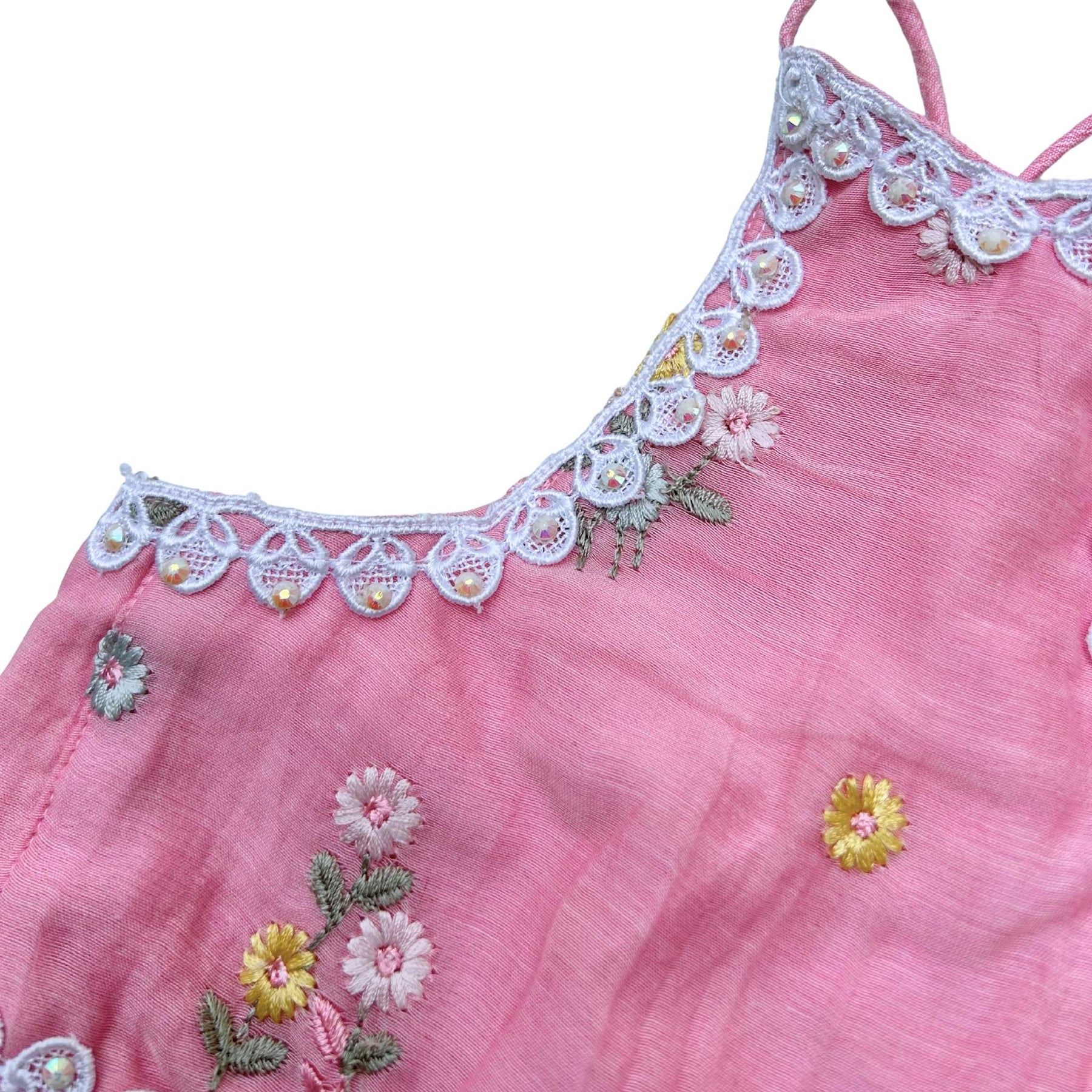 PINK FLOWER EMBROIDERED LEHENGA FOR DOGS AND CATS
