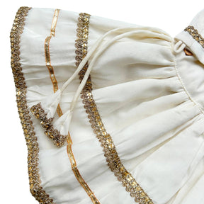 WHITE LACE DETAILED HALTER NECK LEHENGA FOR DOGS AND CATS