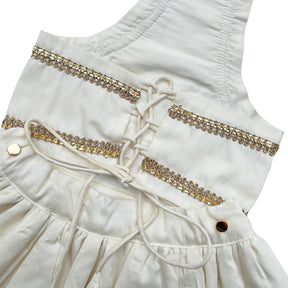 WHITE LACE DETAILED HALTER NECK LEHENGA FOR DOGS AND CATS