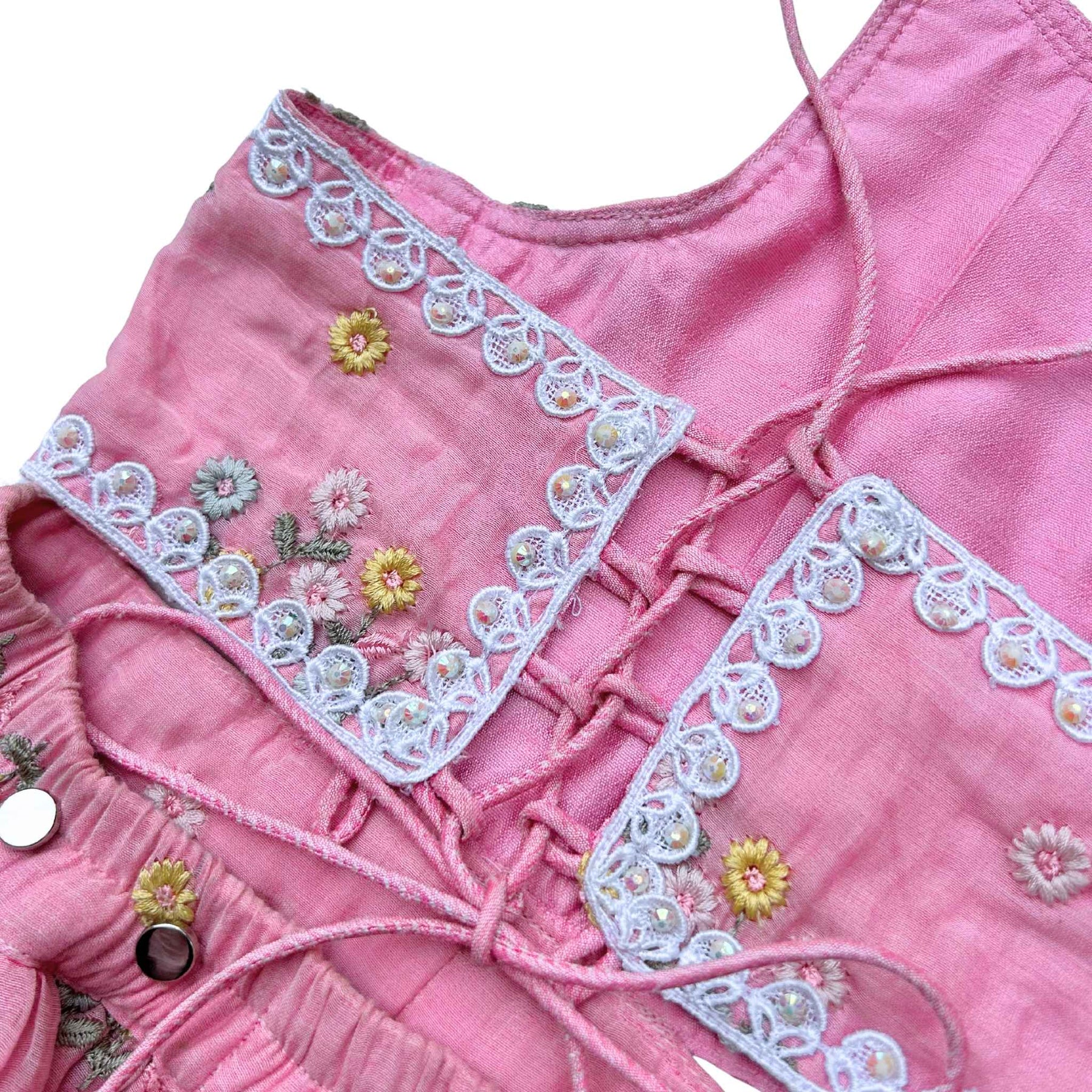PINK FLOWER EMBROIDERED LEHENGA FOR DOGS AND CATS