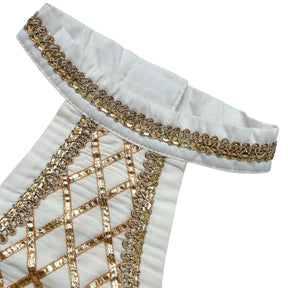 WHITE LACE DETAILED HALTER NECK LEHENGA FOR DOGS AND CATS