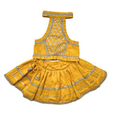 MUSTARD YELLOW LACE DETAILED HALTER NECK LEHENGA FOR DOGS AND CATS