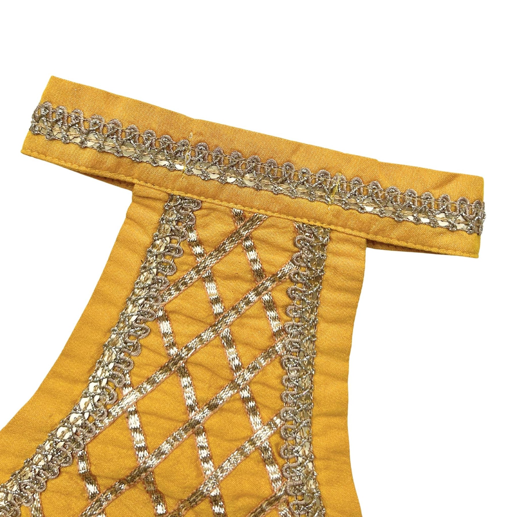 MUSTARD YELLOW LACE DETAILED HALTER NECK LEHENGA FOR DOGS AND CATS