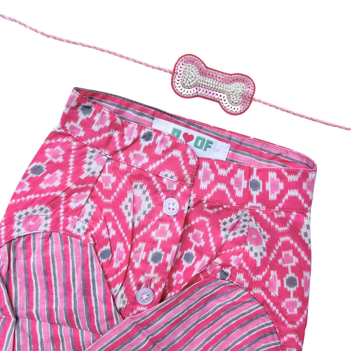 PINK WAISTCOAT KURTA + BONE RAKHI FOR DOGS AND CATS
