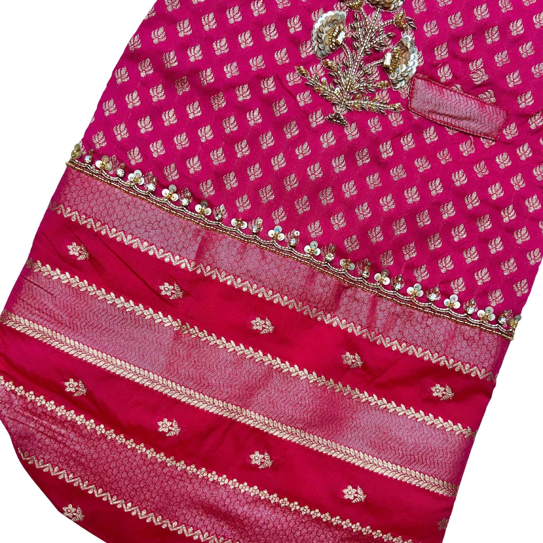 HOT PINK GENDA PHOOL HAND EMBROIDERED SHERWANI FOR DOGS AND CATS