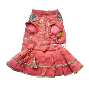 CORAL GOTA PHOOL ASYMMETRICAL LEHENGA FOR DOGS AND CATS