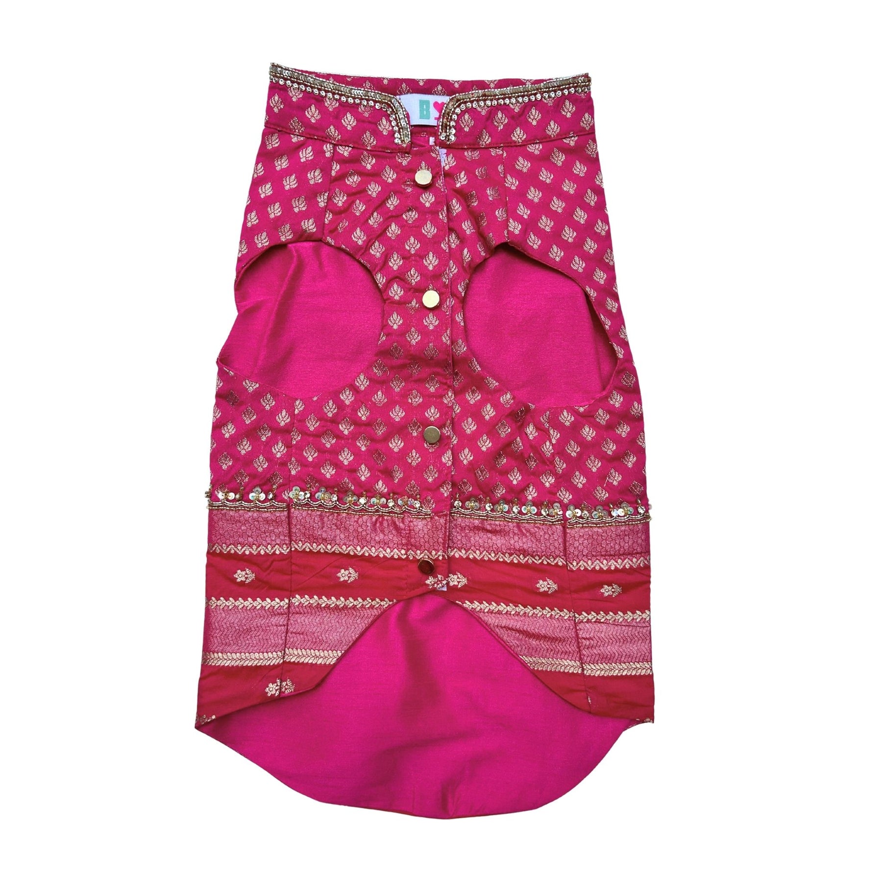 HOT PINK GENDA PHOOL HAND EMBROIDERED SHERWANI FOR DOGS AND CATS