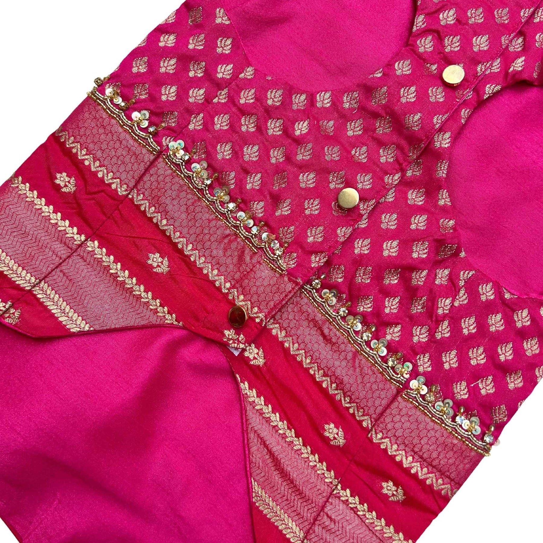 HOT PINK GENDA PHOOL HAND EMBROIDERED SHERWANI FOR DOGS AND CATS