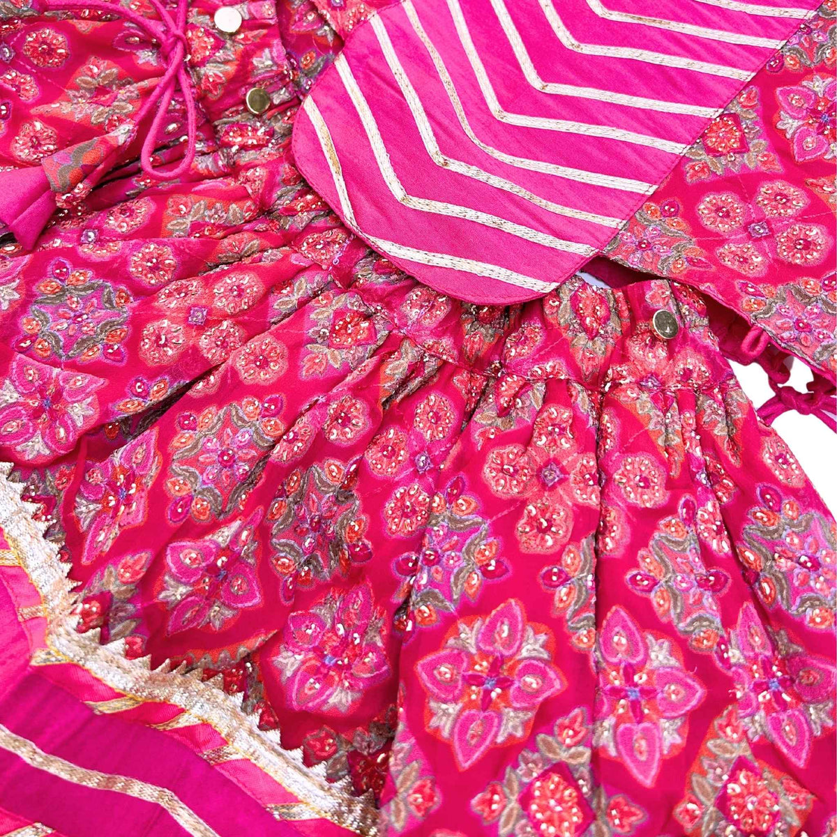 MAGENTA PINK PATIALA MOTIF DOG LEHENGA