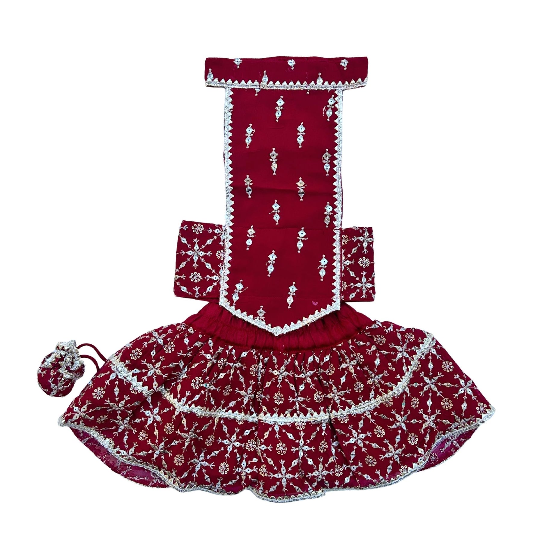 RED FESTIVE LEHENGA + RED HEART RAKHI FOR DOGS AND CATS