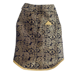 NAVY GOLD PAISLEY BROCADE DOG WAISTCOAT