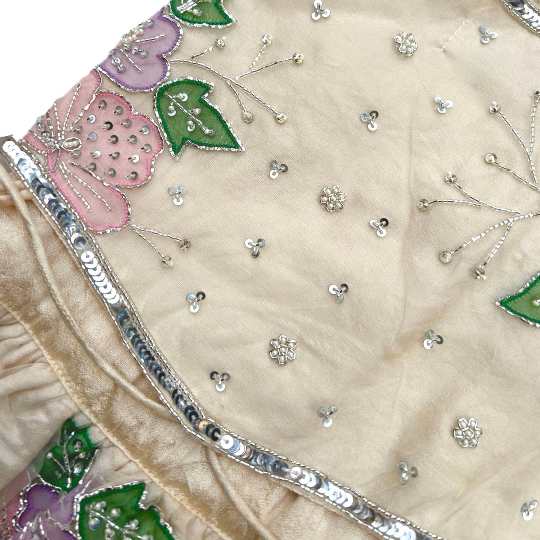 OFF-WHITE PITTA WORK EMBELLISHED DOG LEHENGA