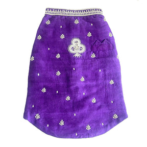 PURPLE WHITE PATTA HAND EMBROIDERED DOG SHERWANI