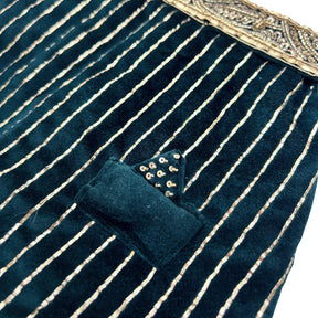 MIDNIGHT GREEN VELVET PITTA WORK DOG SHERWANI