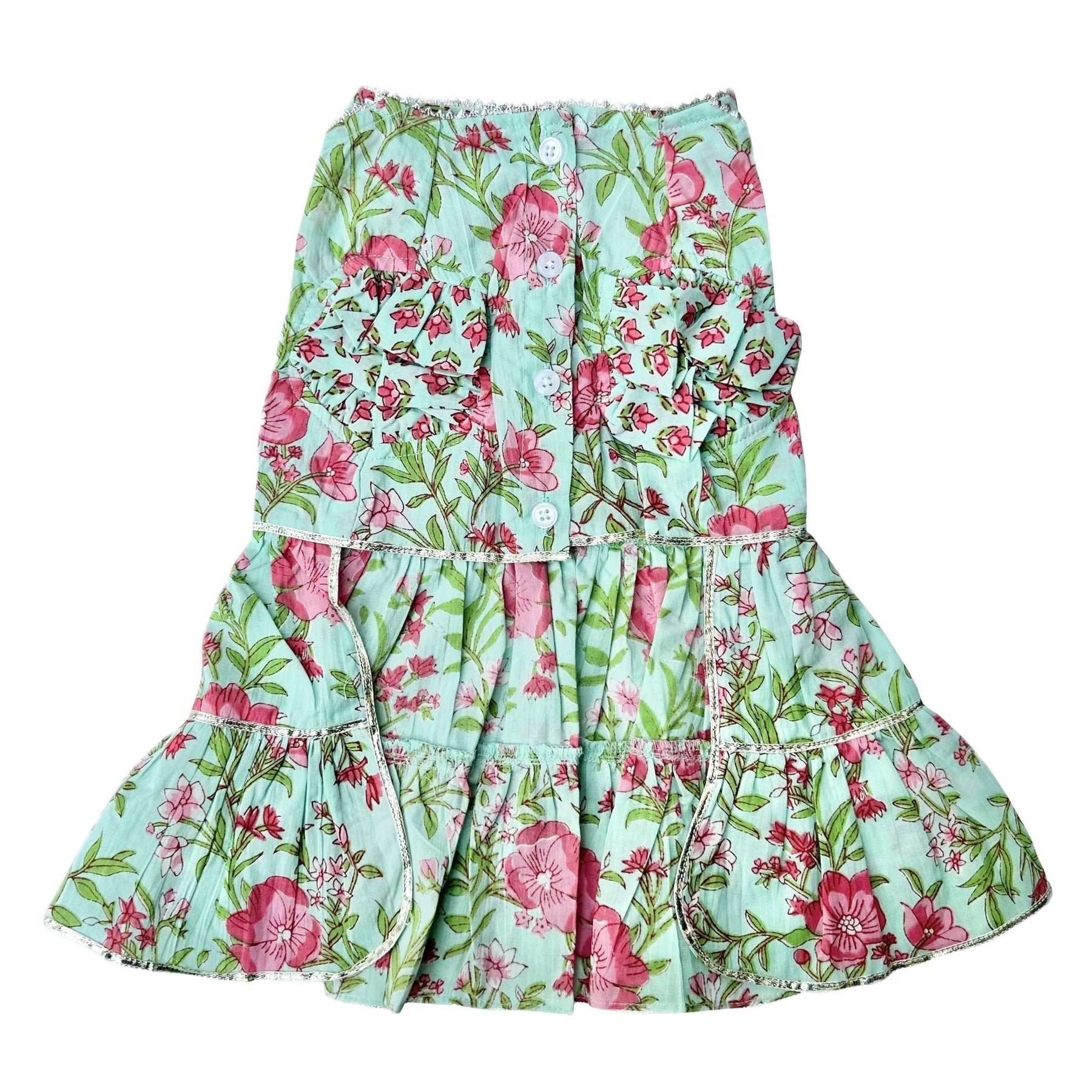 AQUA FLORAL ANARKALI + BLUE BONE RAKHI FOR DOGS AND CATS