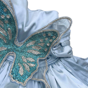 BLUE SILKWING PRINCESS DRESS WITH CROWN FOR DOGS AND CATS