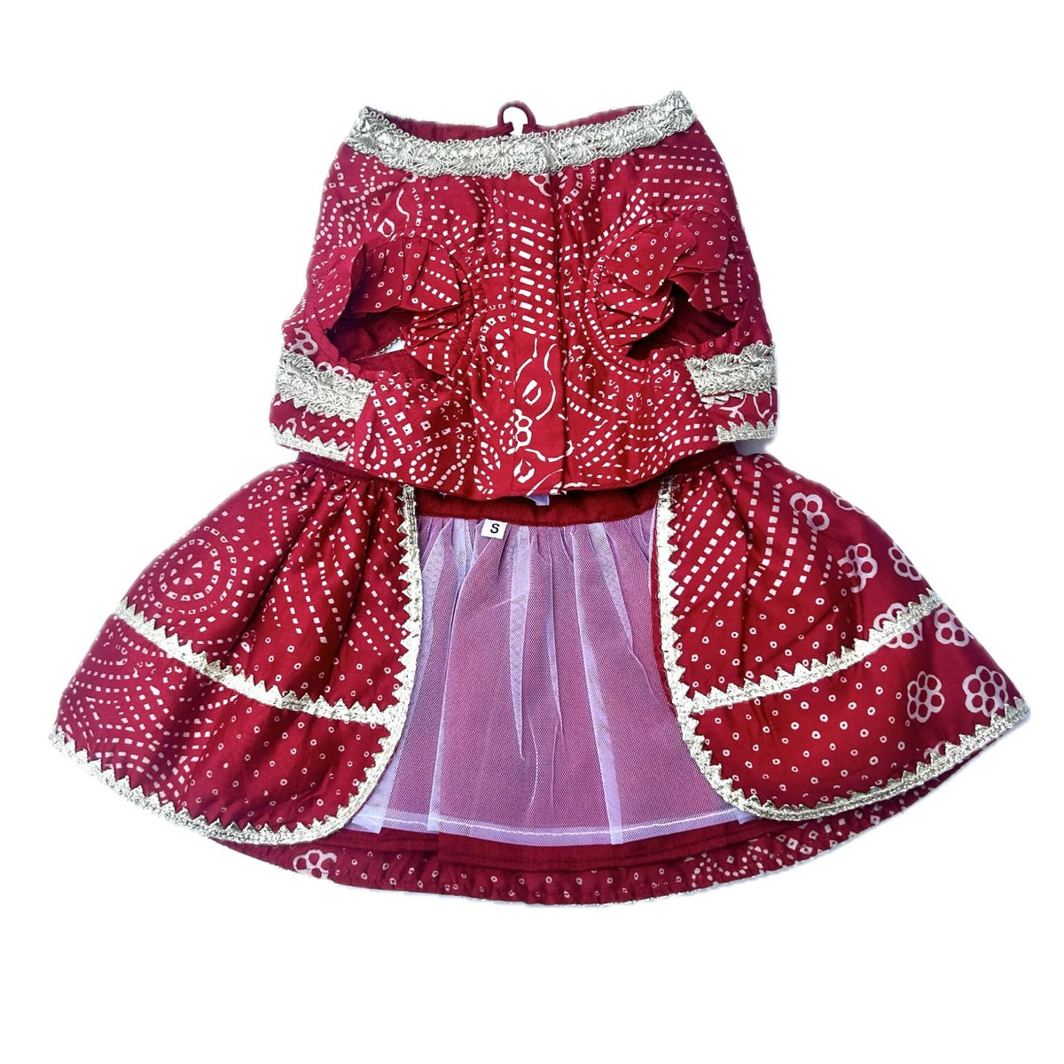 RED BANDHANI DOG LEHENGA