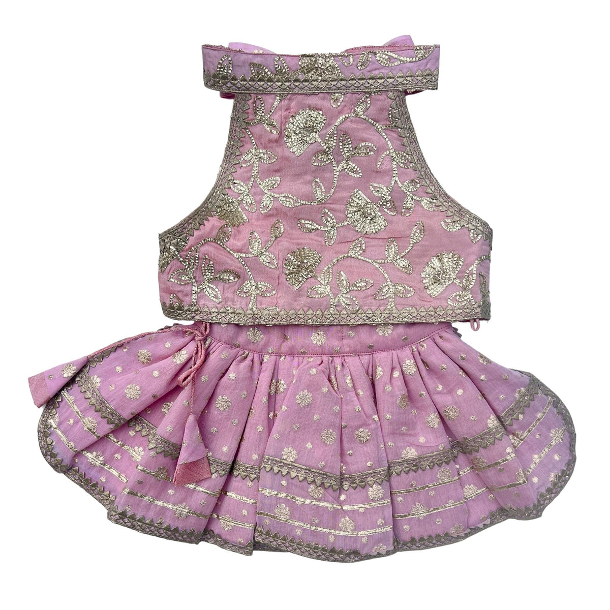 PASTEL PINK GOTA EMBROIDERED BOW DOG LEHENGA