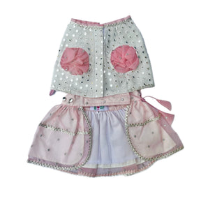 MIRROR WORK PINK LEHENGA + PEARL BONE RAKHI FOR DOGS AND CATS