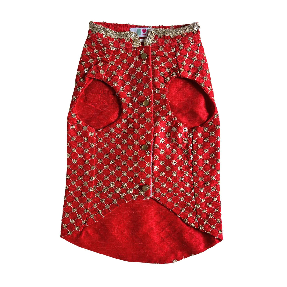 RED GOLD SHERWANI FOR DOGS AND CATS