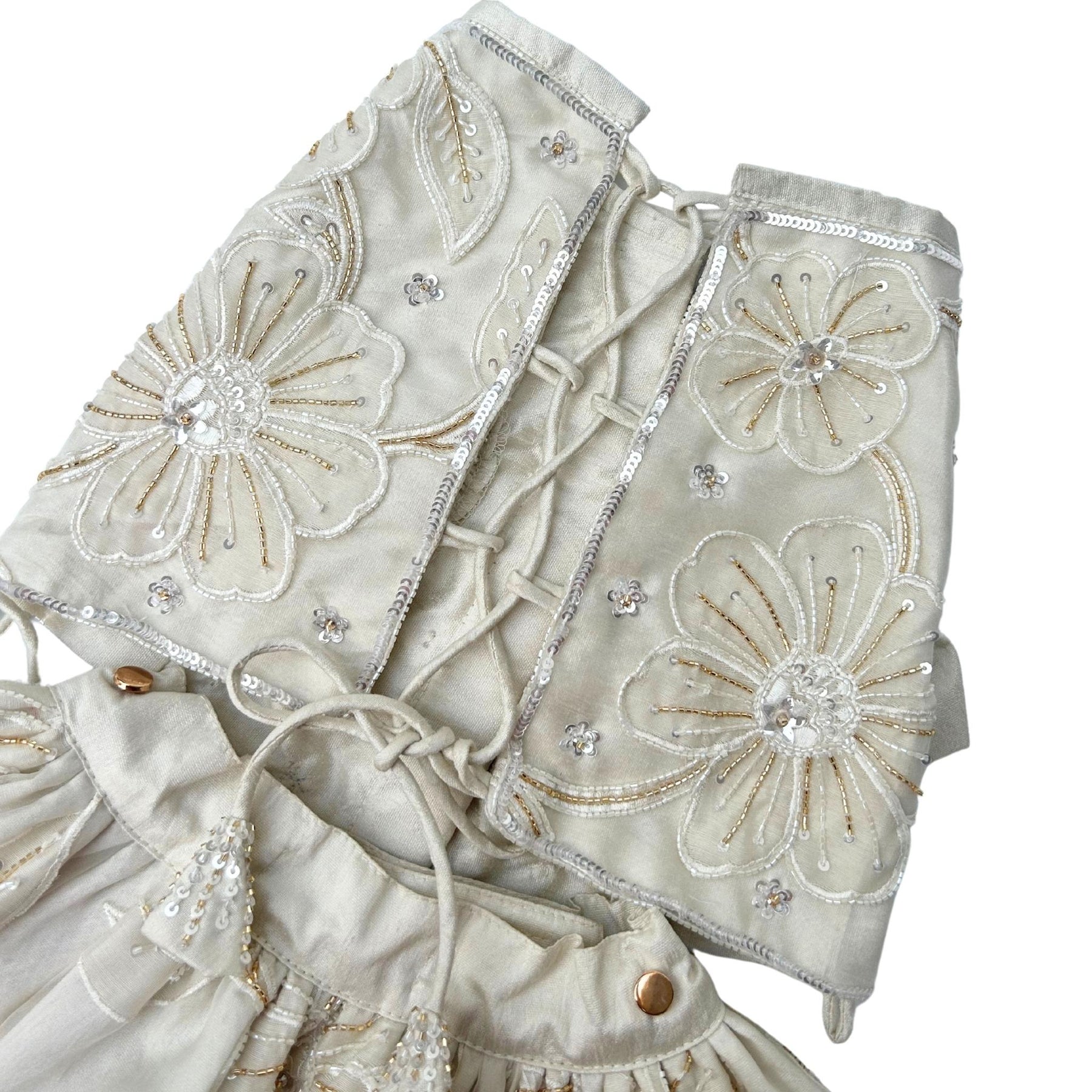 BEADED FLOWER APPLIQUE HAND EMBROIDERED LEHENGA FOR DOGS AND CATS